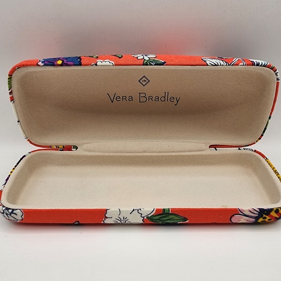 Vera Bradley Coral Floral Hard Shell Glasses Case Clamshell Red Orange - Picture 2 of 5
